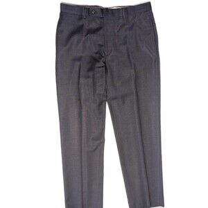 Lauren‎ Ralph Lauren Men's Flat Front Navy Plaid Dress Slacks  32/29 100% Wool